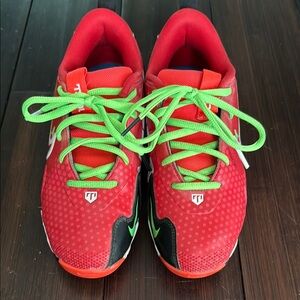 Nike Kids Red and Green Baseball Cleats